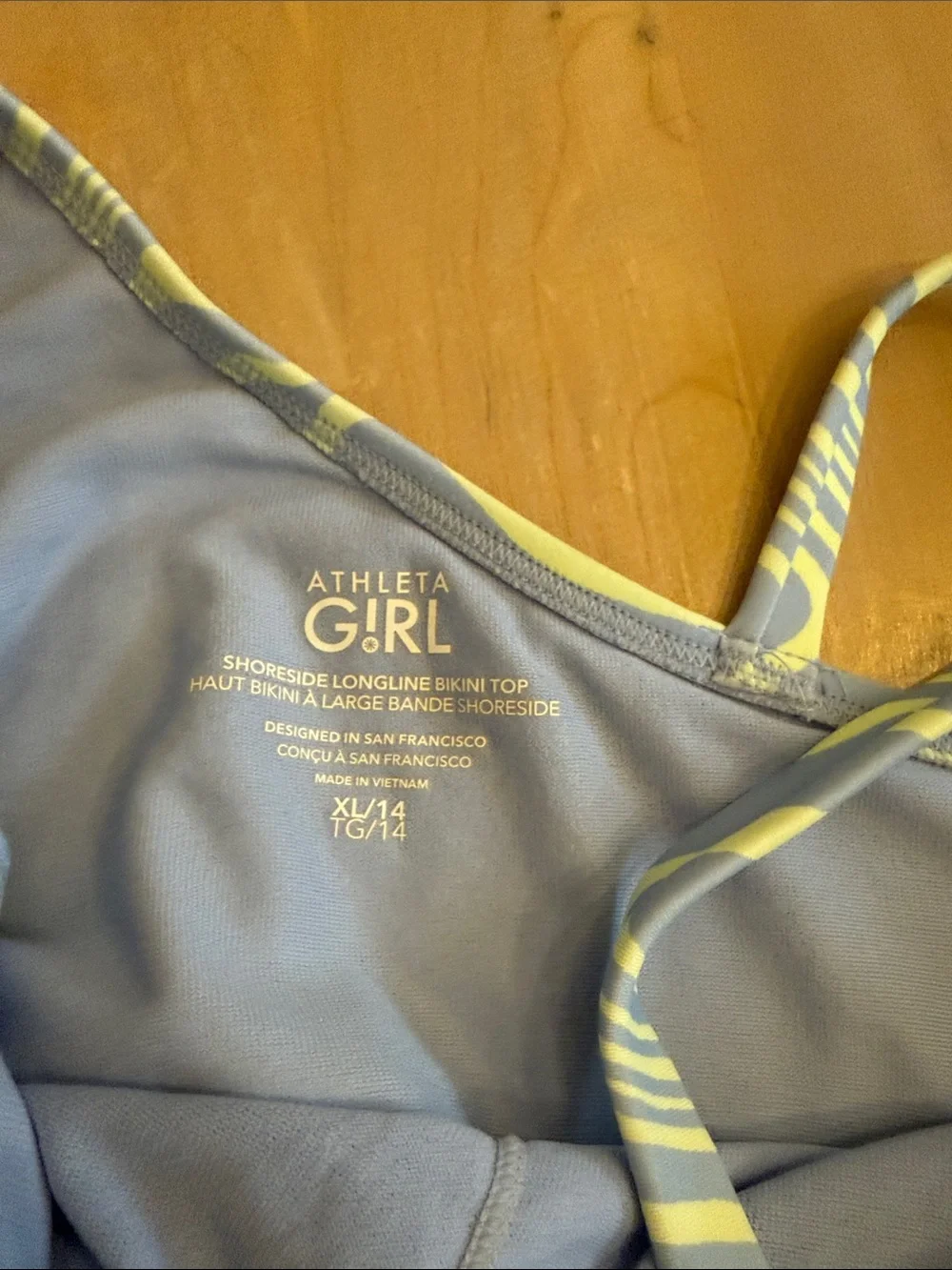 Athleta Girls Swirl-Print Blue and Pale Yellow Bikini Set